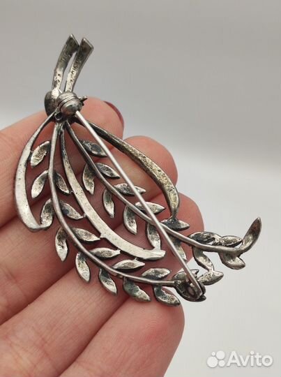 Брошь серебро Стерлинг марказиты сер. XX в. №