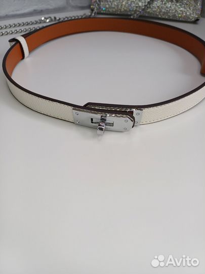 Ремень Hermes kelly белый