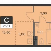 Квартира-студия, 26,4 м², 6/17 эт.