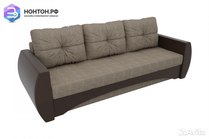 Диван еврокнижка Сатурн корфу / экокожа коричневая