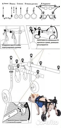Инвалидная коляска для животных с простой сборкой
