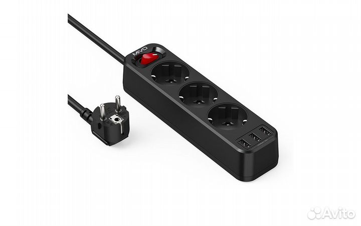 Сетевой Фильтр Mivo MC-303 3 розетки 3-usb 2М 4квт