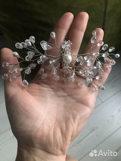 Свадебное украшение хрусталь сережки заколка