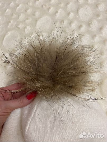 Шапка зимняя на флисе с помпоном