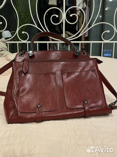 Сумка бордовая кожаная