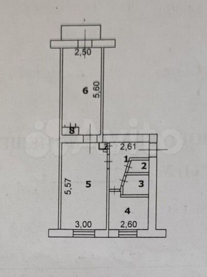 2-к. квартира, 44,1 м², 3/5 эт.