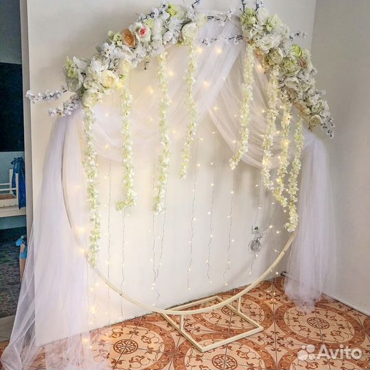 Фотозона с цветами арка свадебная круг с цветами