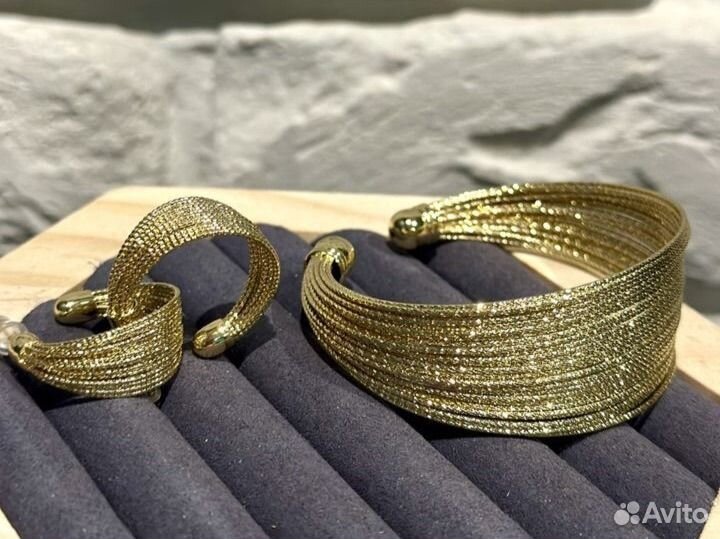 Набор серьги+браслет Bottega Veneta золото