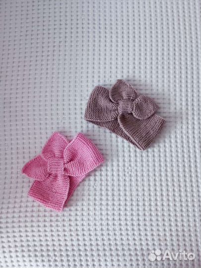 Повязка на голову вязаная детская 