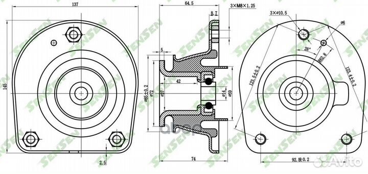 Опора амортизатора fiat doblo/palio 96- перед