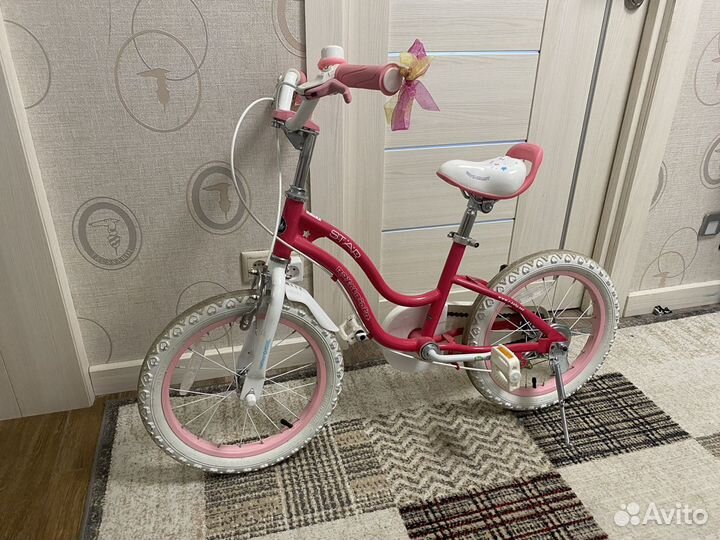 Детский розовый велосипед royal baby 16