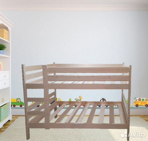 Кровать детская двухъярусная из массива