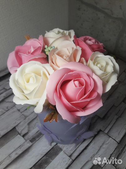 Букет цветов из мыла, розы,подарок