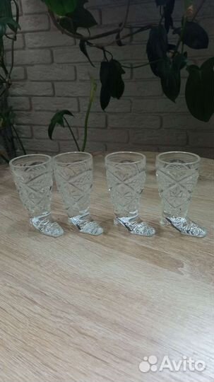 Стопки сапожок хрустальные, цена за 4 шт