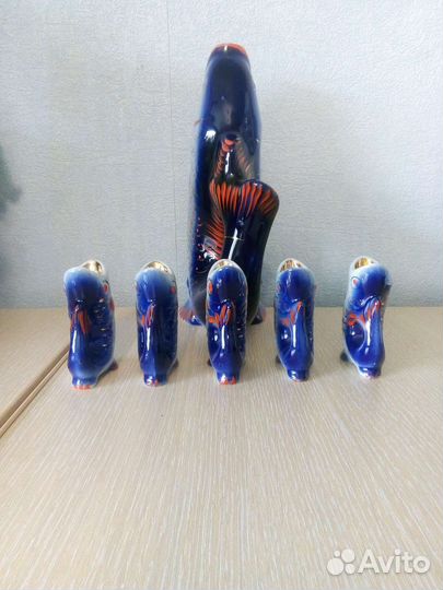 Графин штоф рыба с рюмками городница