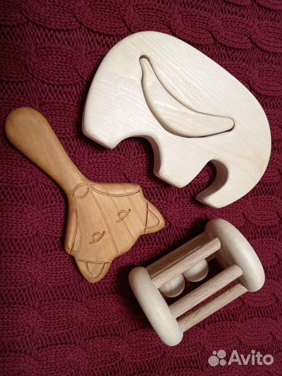 Эко игрушки из дерева для новорожденного