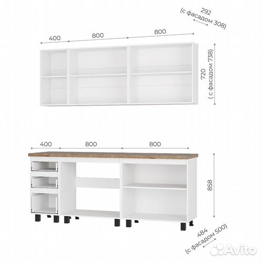 Кухня 2 метра с цельной столешницей