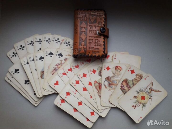 Игральные карты СССР в кожаном чехле