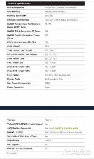 Профессиональная видеокарта nvidia L40S 48G