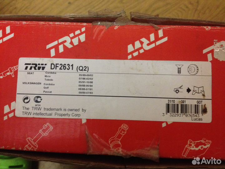 Тормозные диски для VW / seat (TRW DF2631 новые)
