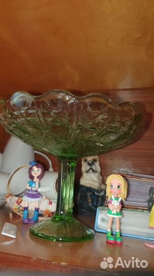 Ваза для фруктов на ножке цветное стекло СССР