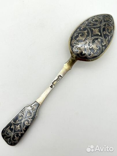 Столовая ложка серебро 84 проба, чернь, 72,6 гр