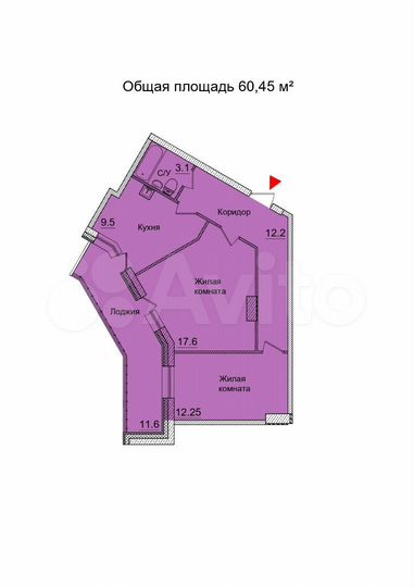 2-к. квартира, 60,5 м², 8/21 эт.