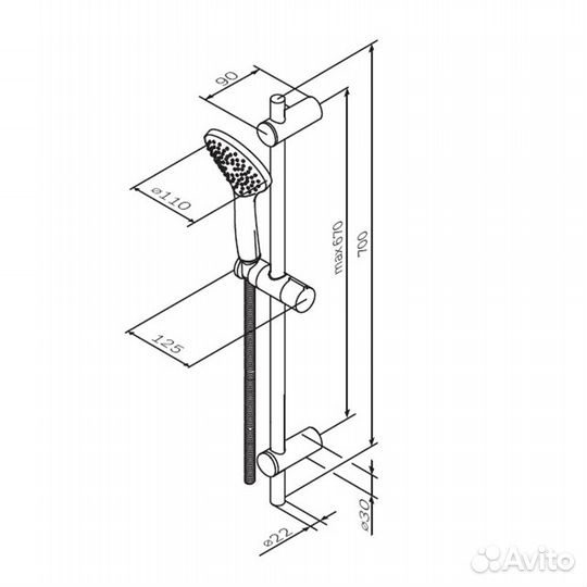 Душевой гарнитур AM.PM Gem F0190022 штанга, шланг