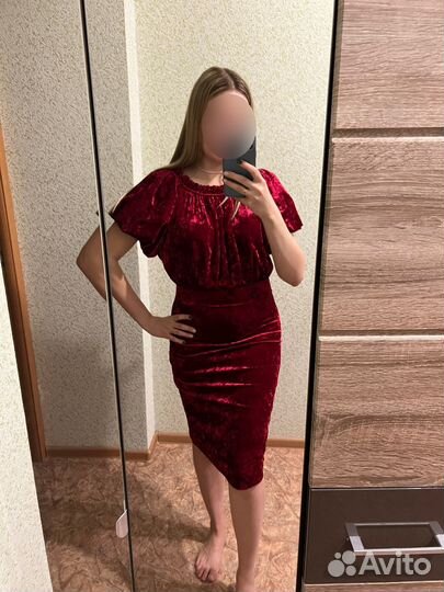 Платье вечернее красный бархат женское