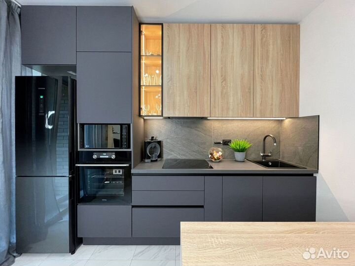 Прямая кухня мдф фасады