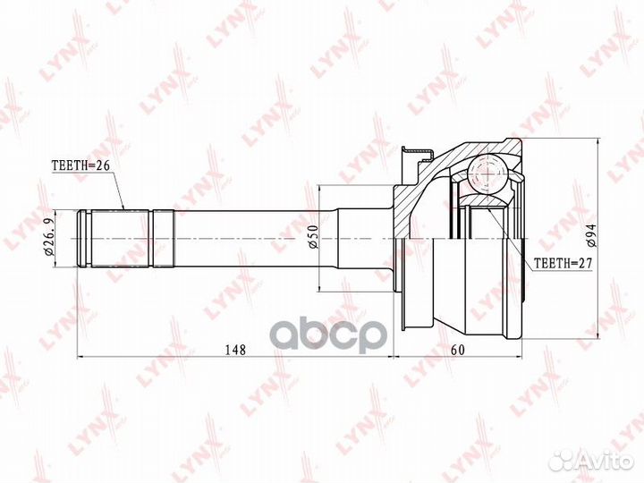 Шрус наружный перед прав/лев CO5710 lynxauto