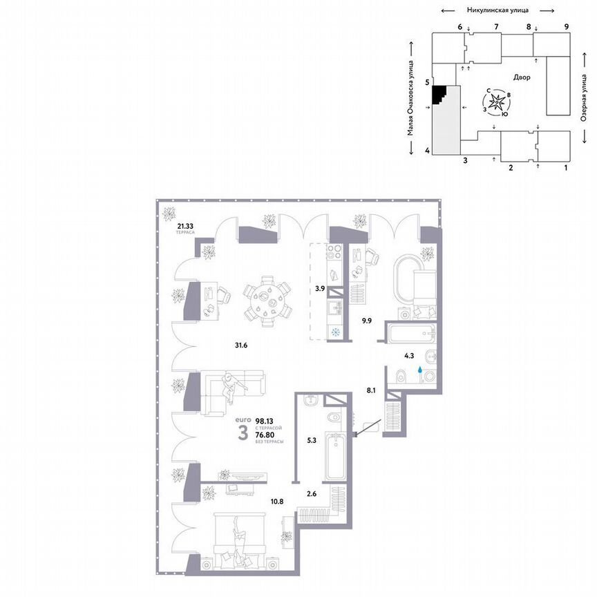 2-к. квартира, 83,2 м², 19/30 эт.
