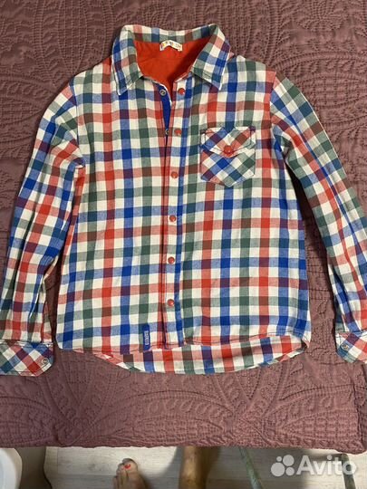 Рубашка в клетку теплая для мальчика