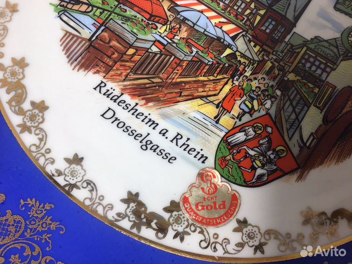 Тарелка золото 24 карата винтаж