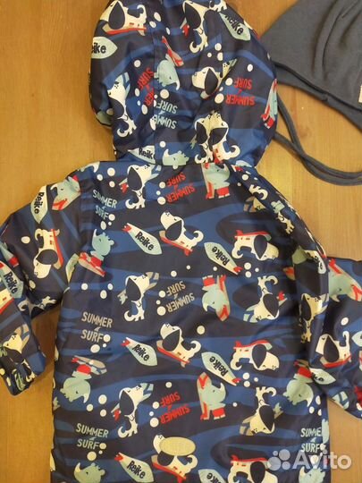 Куртка/ветровка на флисе размер 80 + шапка