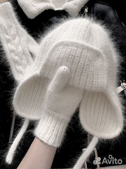 Шапка ушанка вязаная