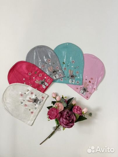 Новая трикотажная шапка для девочки 5-10 лет