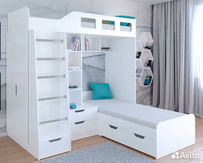 Двухъярусная кровать Белый/Оранжевый