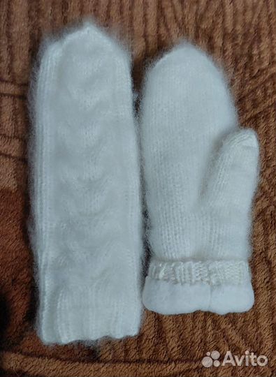 Рукавицы ангора на флисе новые