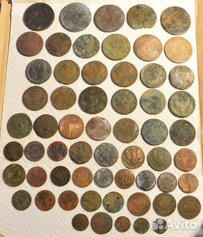 Монеты империя медь не чищенные 60шт