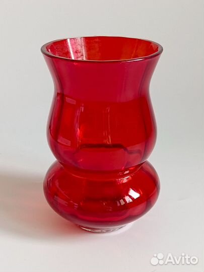 Ваза красное стекло СССР винтаж
