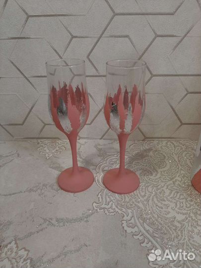 Свадебные бокалы, декор свадебных бутылок