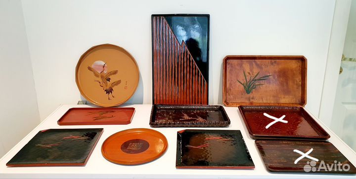 Подносы японские винтажные лаковые