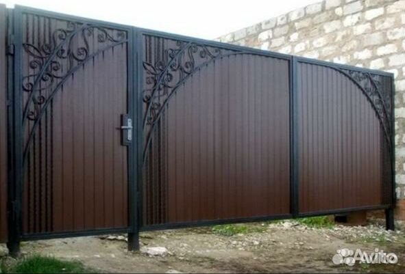 Ворота кованые распашные с калиткой