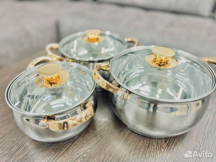 Кастрюля набор нержавеющая сталь новая