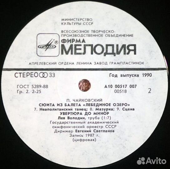 Pyotr Ilyich Tchaikov NM/NM виниловая пластинка LP