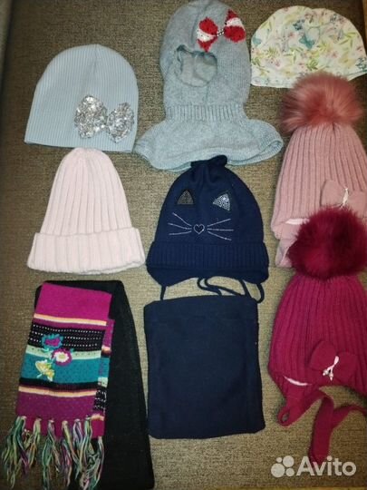 Шапки для девочки 3-5лет пакетом