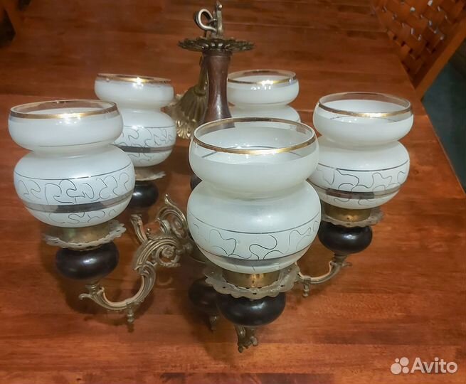 Люстра потолочная, югославская, бронзовая