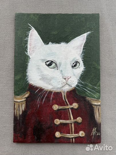 Картина Кот гусар 10х15 холст