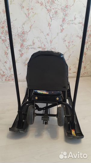 Снегокат тимка на колёсах с ручкой